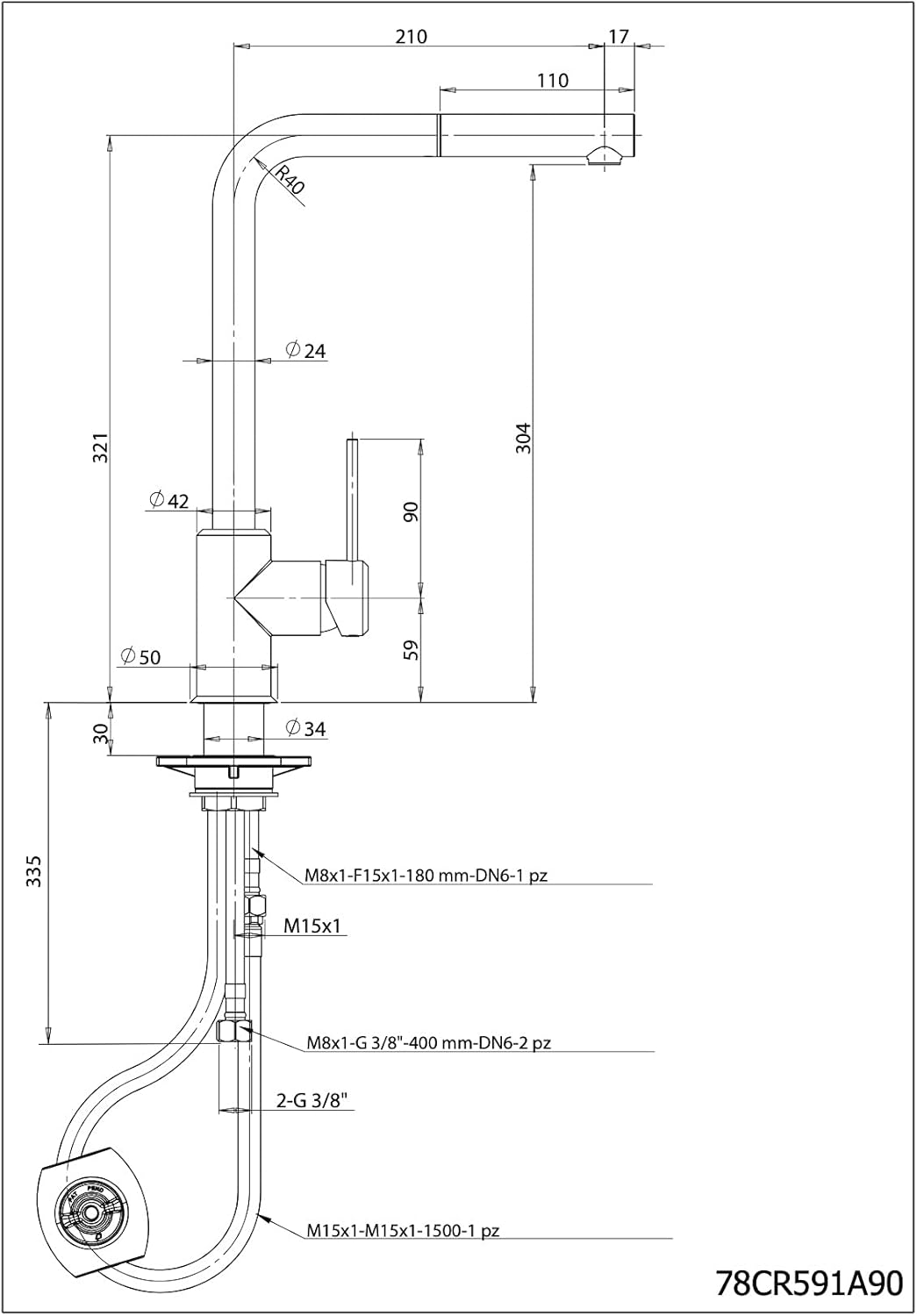 BASIK-MISCELATORE CROMATO DOCCIA ESTRAIBILE