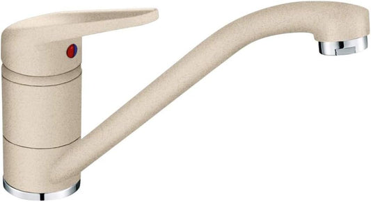 Miscelatore Cucina Avena Beige Sabbia – Rubinetto Monocomando con Canna Alta Girevole 360° – Effetto Pietra Fragranite, Facile Installazione