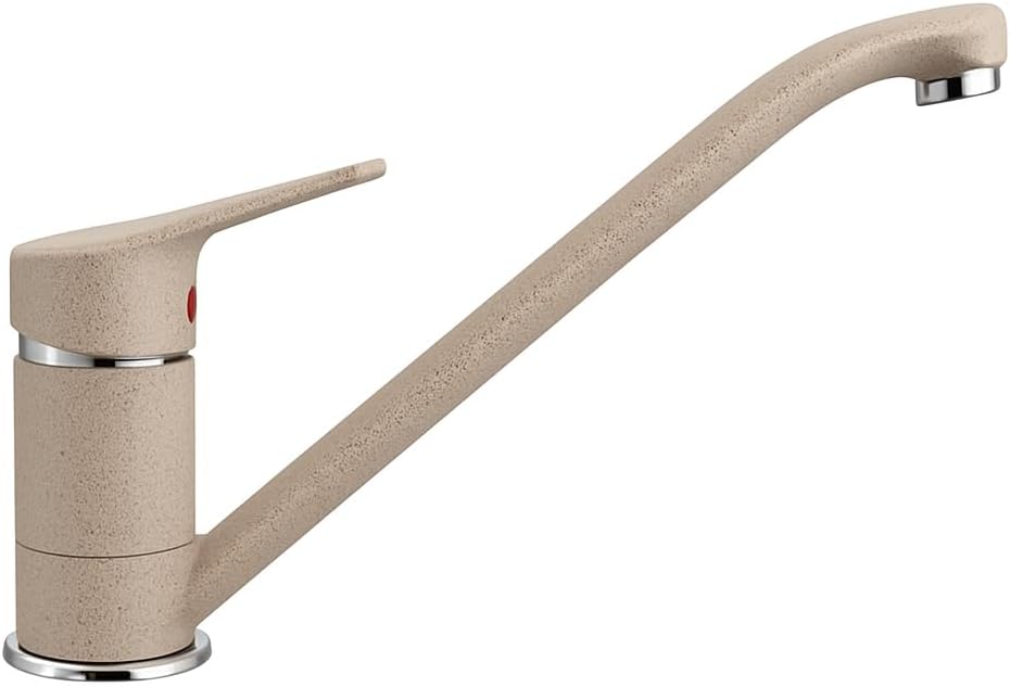 Miscelatore Cucina Avena Beige Sabbia – Rubinetto Monocomando con Canna Alta Girevole 360° – Effetto Pietra Fragranite, Facile Installazione