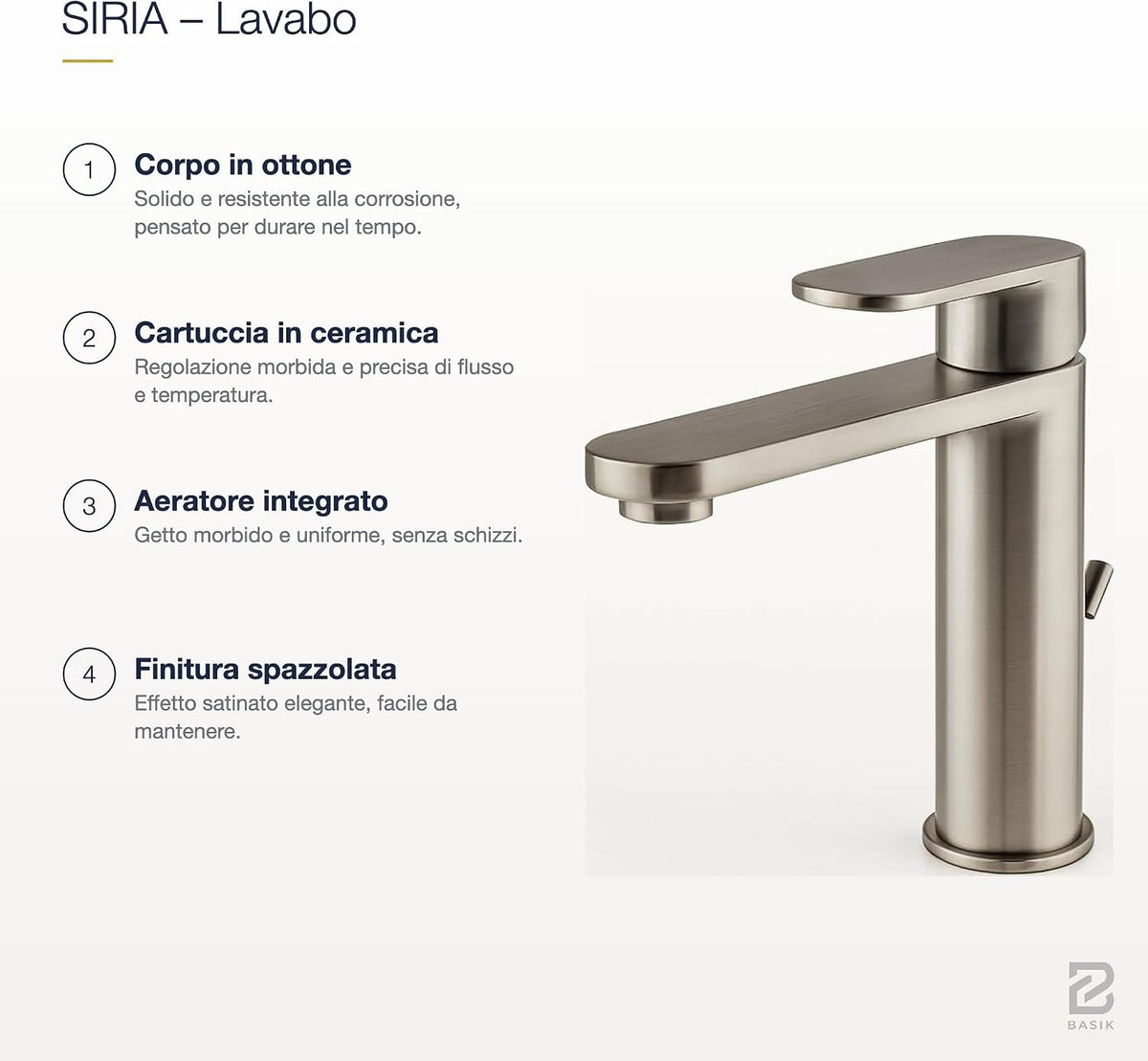 BASIK Siria – Miscelatore Lavabo Spazzolato – foto 4