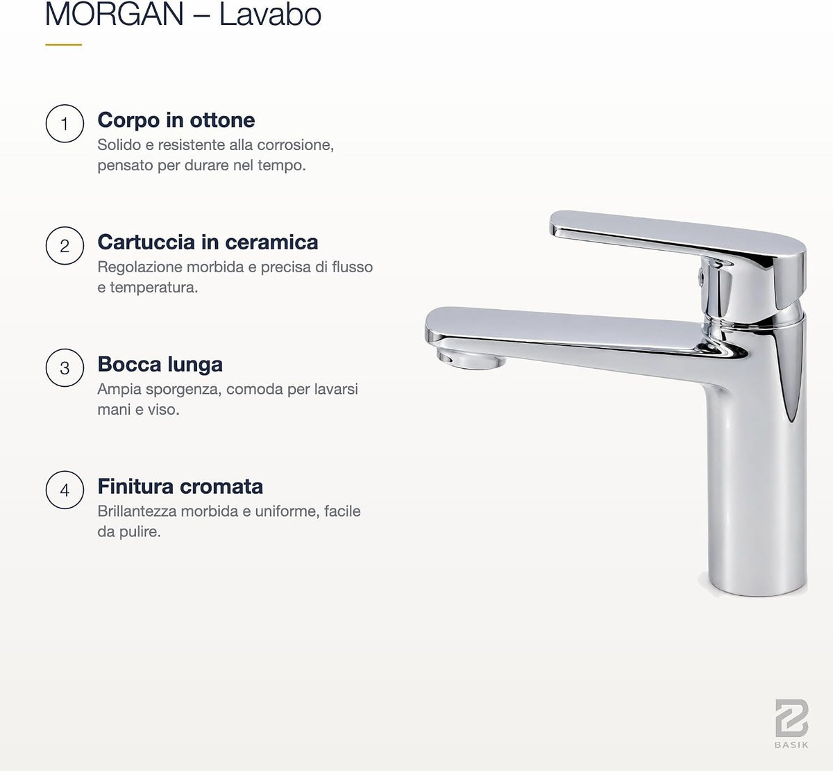 BASIK Morgan – Miscelatore Lavabo Cromato – foto 3