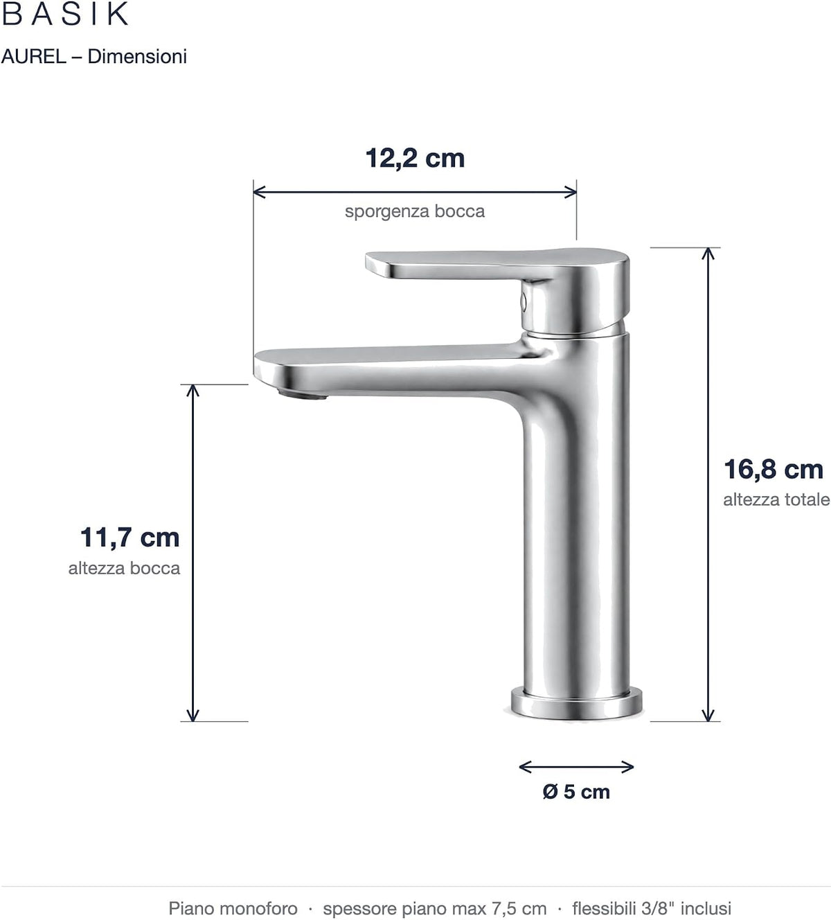 BASIK Aurel – Miscelatore Lavabo Cromato – foto 3
