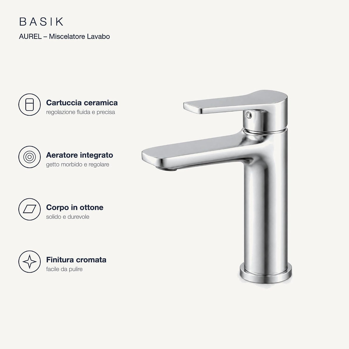 BASIK Aurel – Miscelatore Lavabo Cromato – foto 4