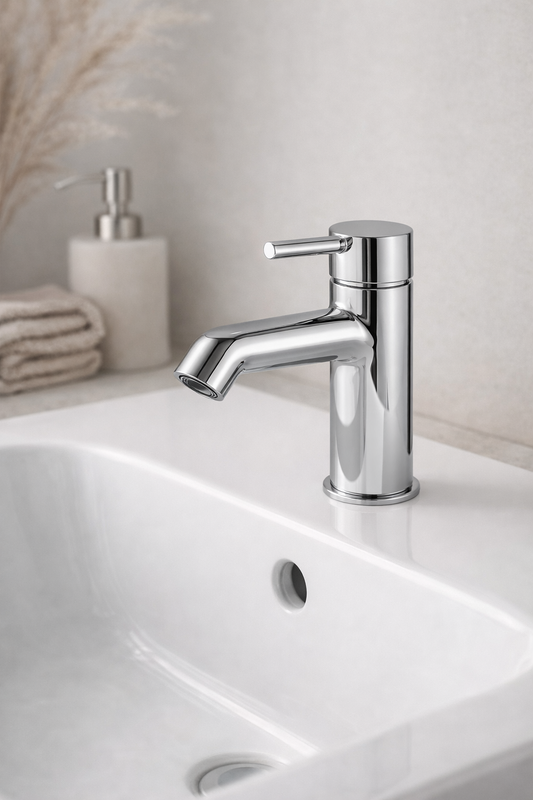 BASIK Miscelatore Bidet in Ottone Cromato – Rubinetto Monocomando dal Design Moderno e Lucente, Facile da Installare e Durevole nel Tempo