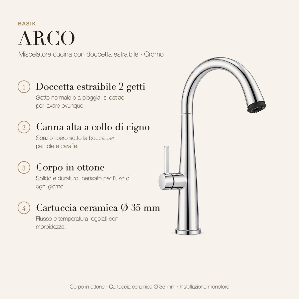 BASIK ARCO cromo caratteristiche