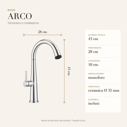 BASIK ARCO cromo dimensioni