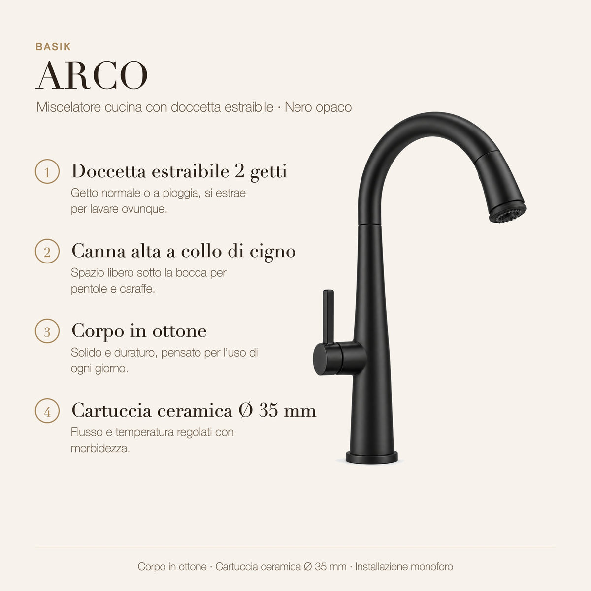BASIK ARCO nero caratteristiche