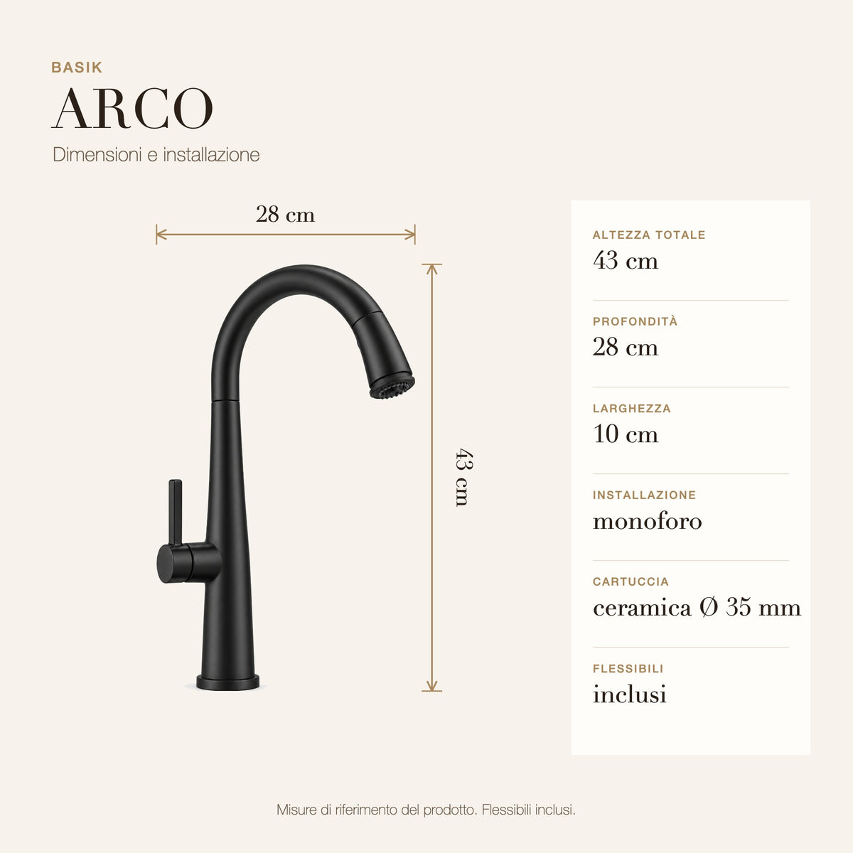 BASIK ARCO nero dimensioni