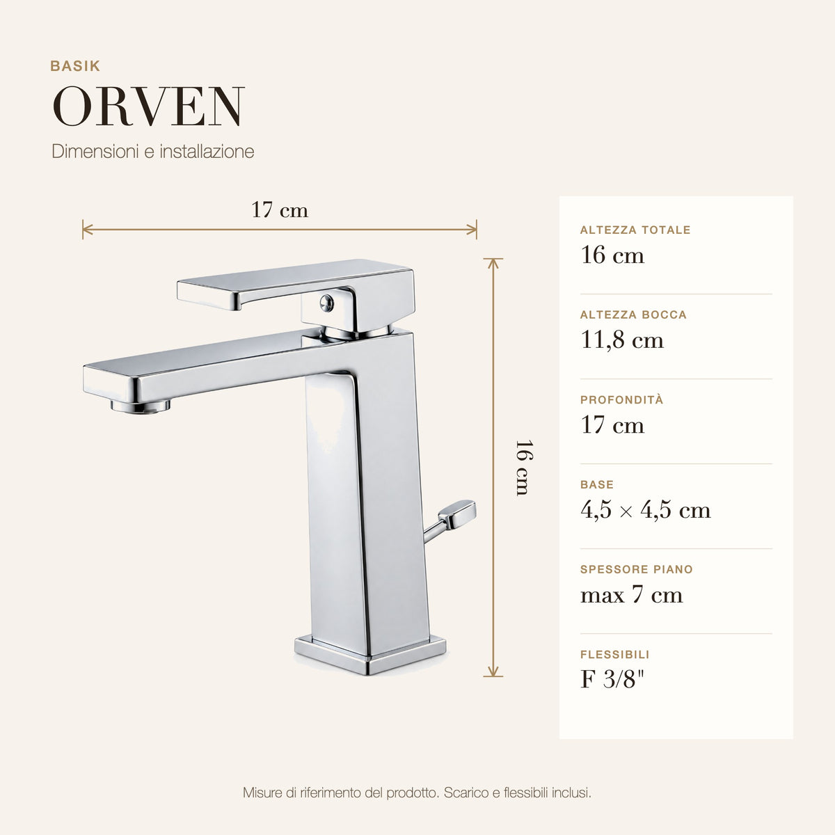 BASIK ORVEN LAVABO dimensioni